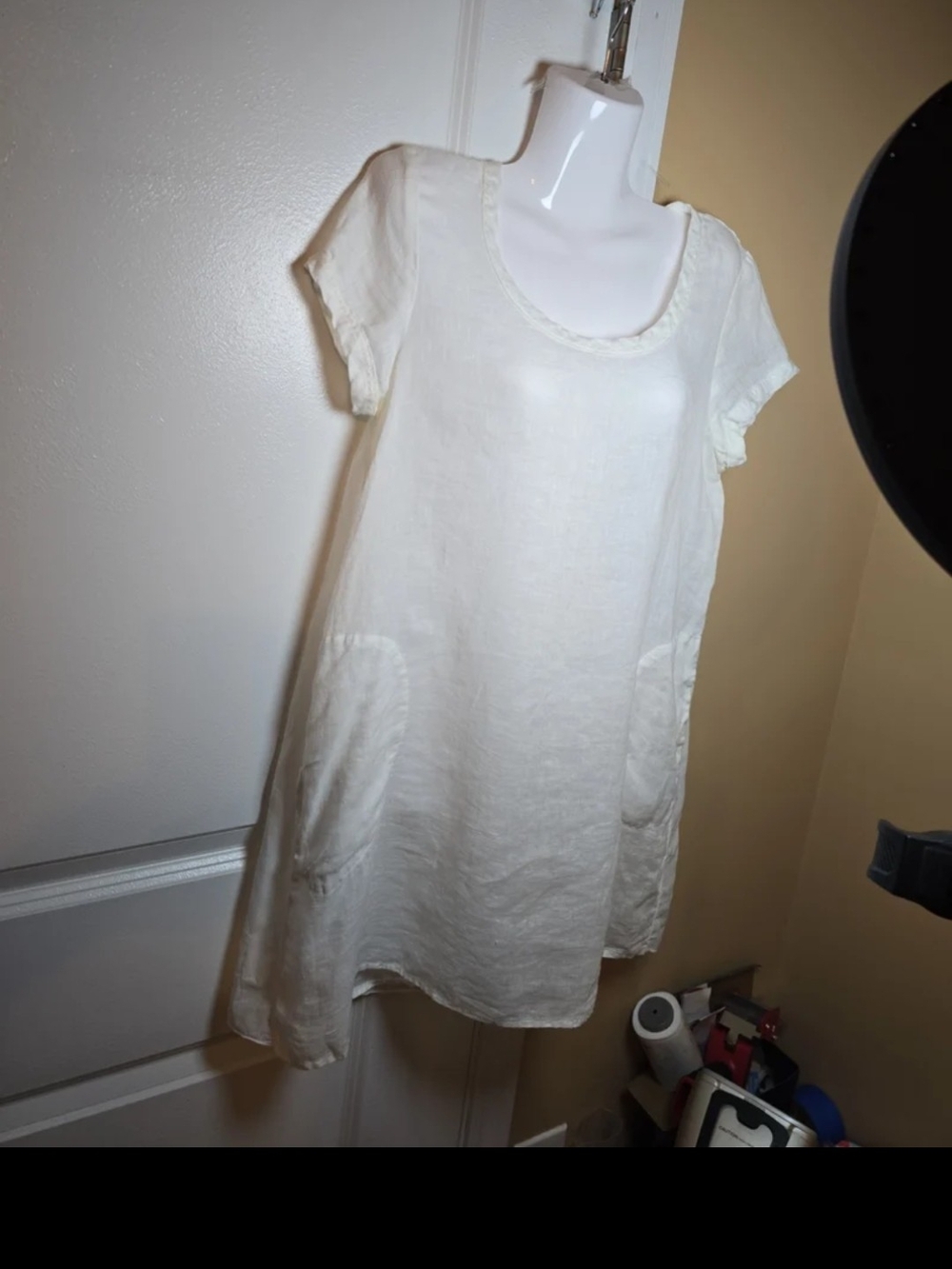CP Shades White Linen Tunic Tshirt Dress